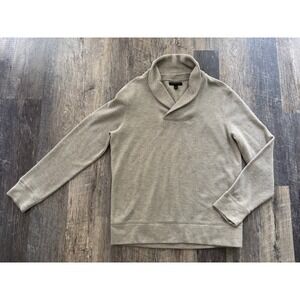 Banana Republic Mens Shawl Collar Pullover Sweater‎ Tan Oatmeal Heather Size M